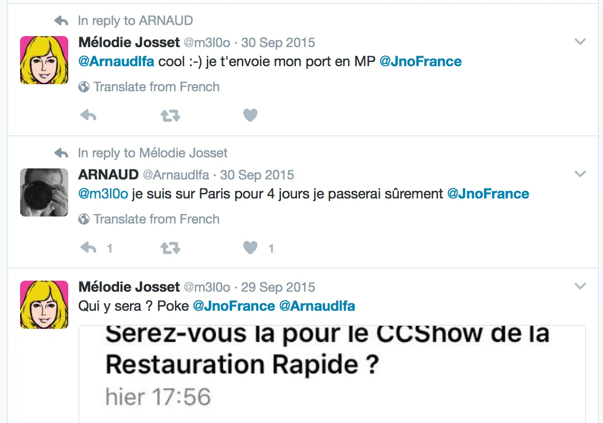 显示 Josset、Le Faucheur 与 Penichon 彼此私下相识的截图